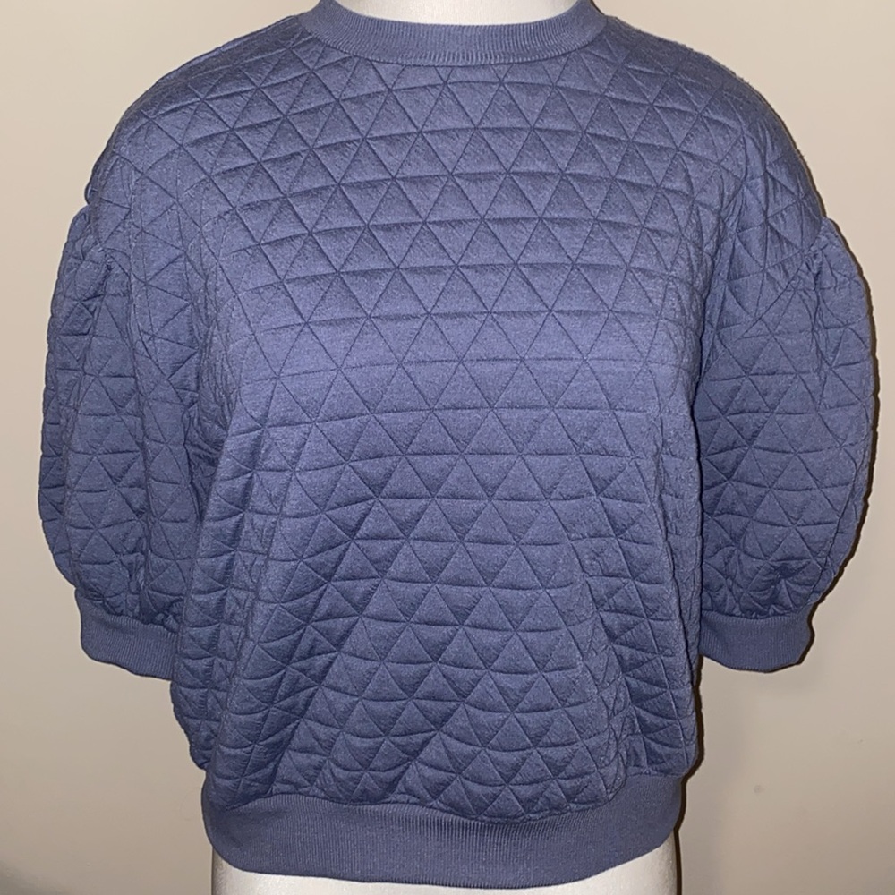 A New Day Blue Short Sleeve Quilted Shirt